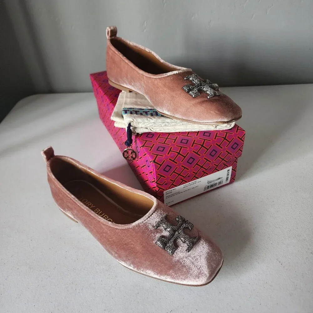 Tory Burch Velvet Ballet Flats "EUC" - Picture 2 of 16